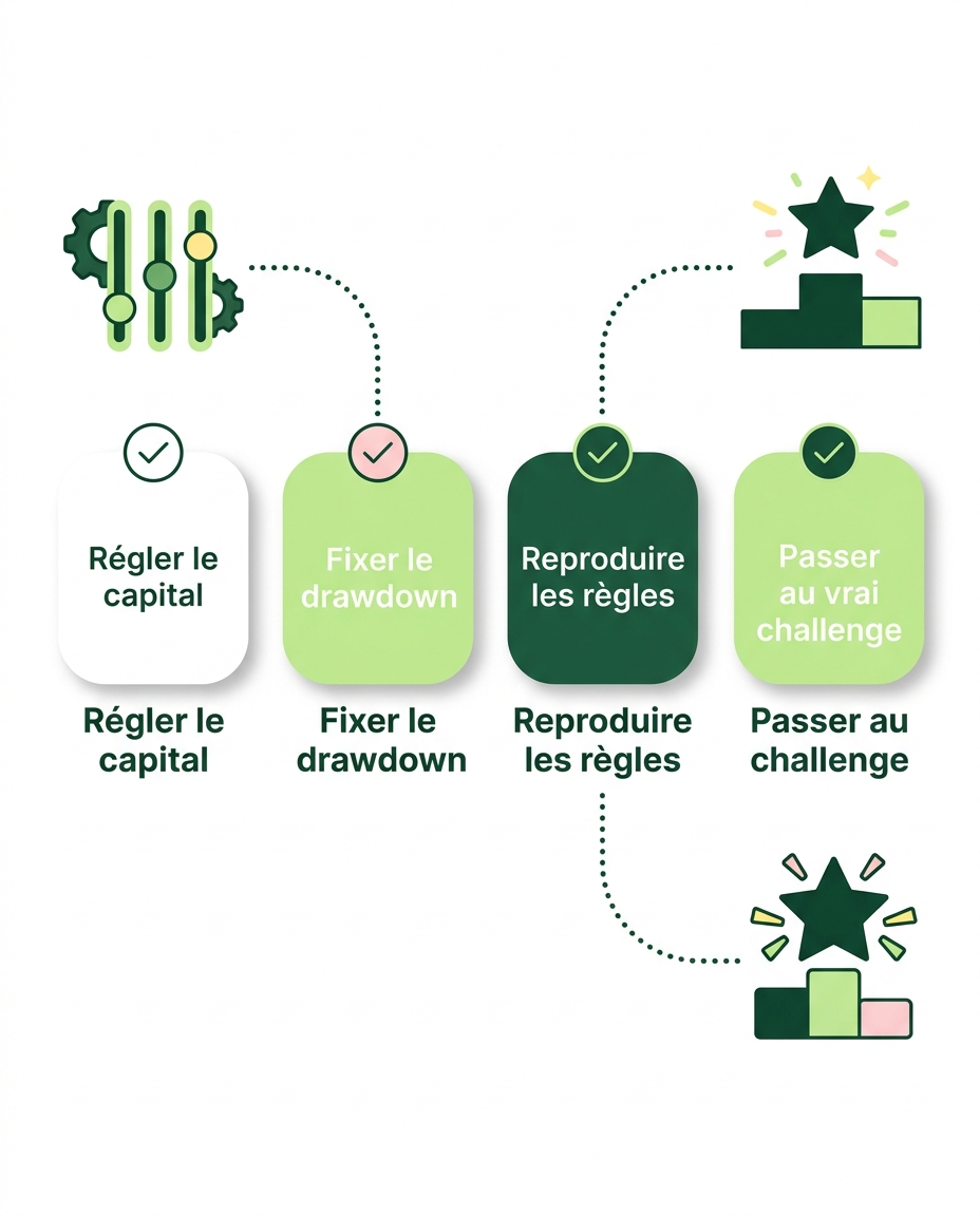 Simulateur de Trading Futures Gratuit : S'Entraîner Avant le Challenge — parcours / étapes