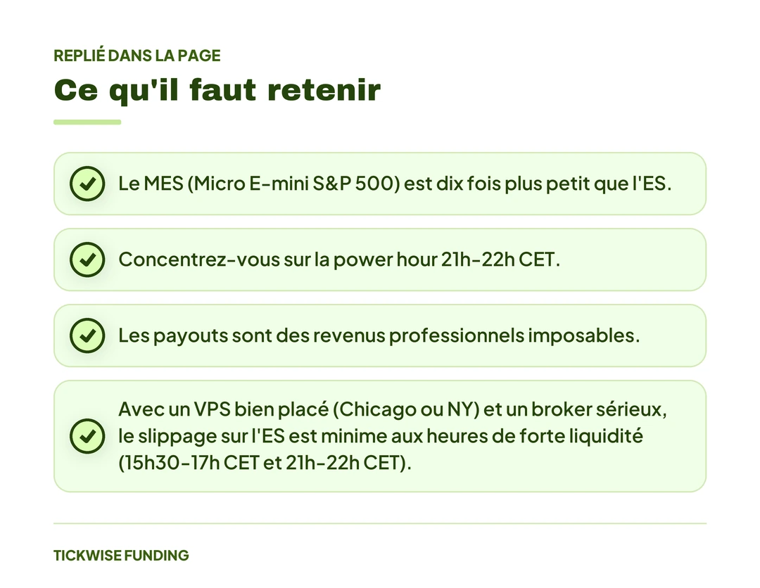 Scalper le ES Futures : Stratégie Adaptée aux Traders Européens — Ce qu'il faut retenir