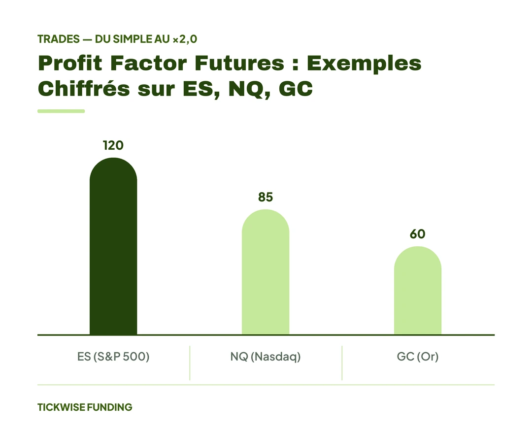 Le Profit Factor : Comprendre et Améliorer sa Performance — Profit Factor Futures : Exemples Chiffrés sur ES, NQ, GC