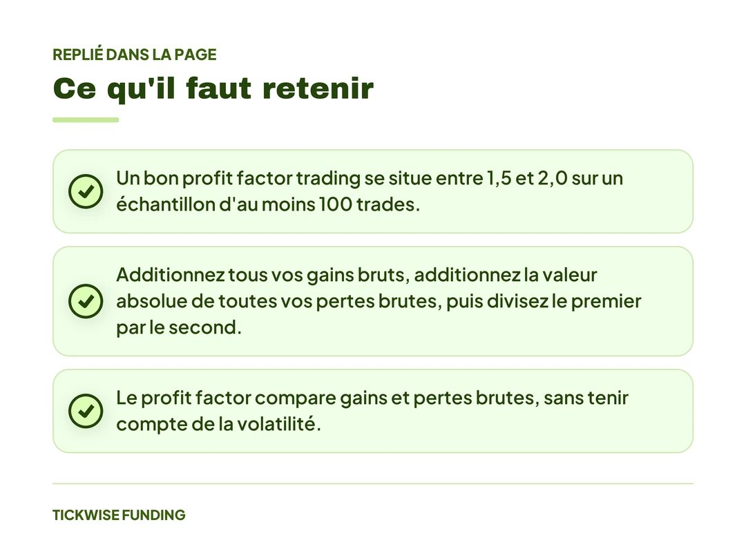 Le Profit Factor : Comprendre et Améliorer sa Performance — Ce qu'il faut retenir